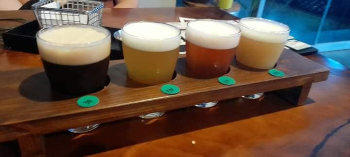 Flight of beer samples from Chillhops Brewing Company.